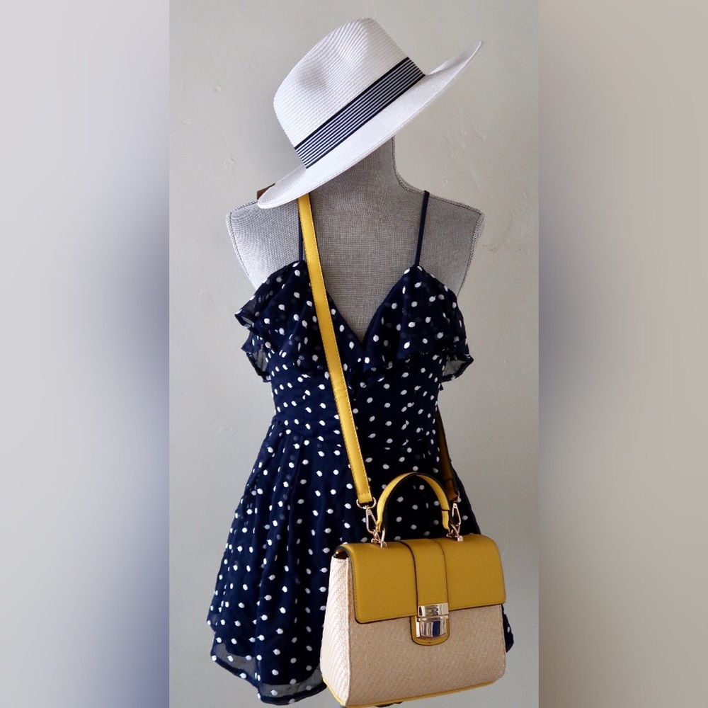OLYA- Dazzling Navy and White Polka Dots Romper - Picture 4 of 5